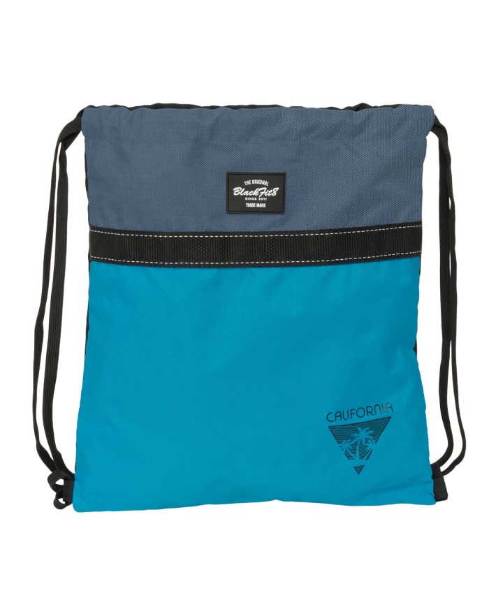 Zainetto con Cordini BlackFit8 California Azzurro Nero 35 x 40 x 1 cm