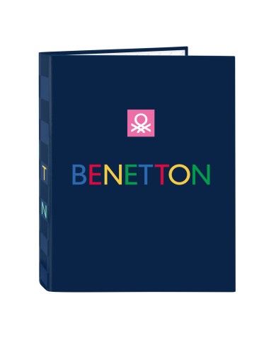 Raccoglitore ad anelli Benetton Damero Blu Marino A4 26.5 x 33 x 4 cm
