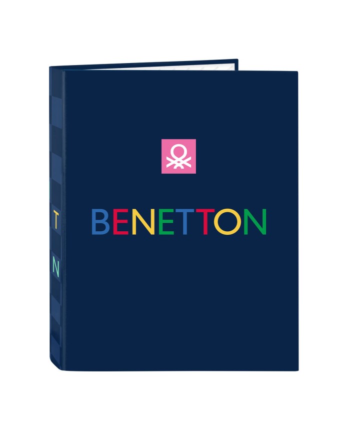 Raccoglitore ad anelli Benetton Damero Blu Marino A4 26.5 x 33 x 4 cm