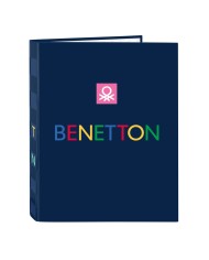 Raccoglitore ad anelli Benetton Damero Blu Marino A4 26.5 x 33 x 4 cm