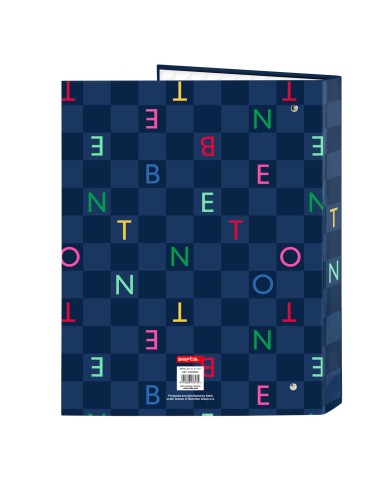 Raccoglitore ad anelli Benetton Damero Blu Marino A4 26.5 x 33 x 4 cm