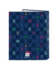 Raccoglitore ad anelli Benetton Damero Blu Marino A4 26.5 x 33 x 4 cm