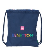 Zainetto con Cordini Benetton Damero Blu Marino 35 x 40 x 1 cm