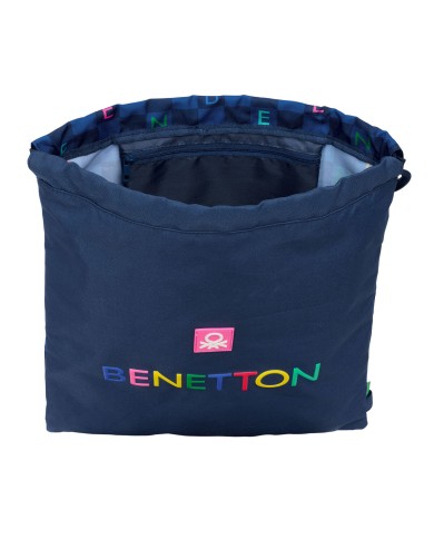 Zainetto con Cordini Benetton Damero Blu Marino 35 x 40 x 1 cm