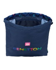 Zainetto con Cordini Benetton Damero Blu Marino 35 x 40 x 1 cm