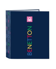 Raccoglitore ad anelli Benetton Damero Blu Marino A4 26.5 x 33 x 4 cm