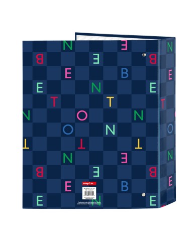 Raccoglitore ad anelli Benetton Damero Blu Marino A4 27 x 33 x 6 cm