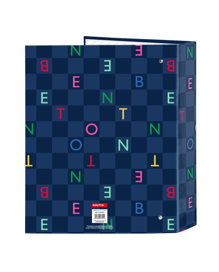 Raccoglitore ad anelli Benetton Damero Blu Marino A4 27 x 33 x 6 cm