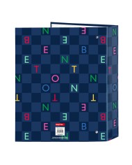 Raccoglitore ad anelli Benetton Damero Blu Marino A4 27 x 33 x 6 cm