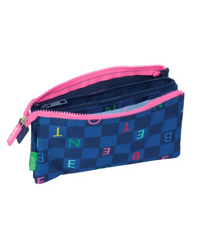 Portaoggetti Triplo Benetton Damero Blu Marino 22 x 12 x 3 cm Portaoggetti Triplo Benetton Damero Blu Marino 22 x 12 x 3 cm