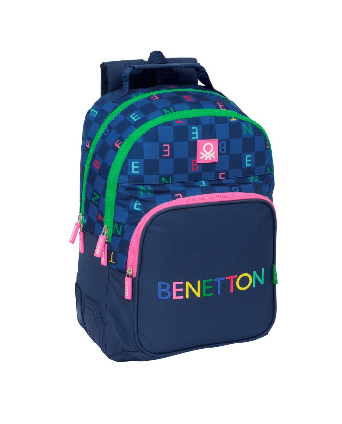 Zaino Scuola Benetton Damero Blu Marino 32 x 42 x 15 cm Zaino Scuola Benetton Damero Blu Marino 32 x 42 x 15 cm