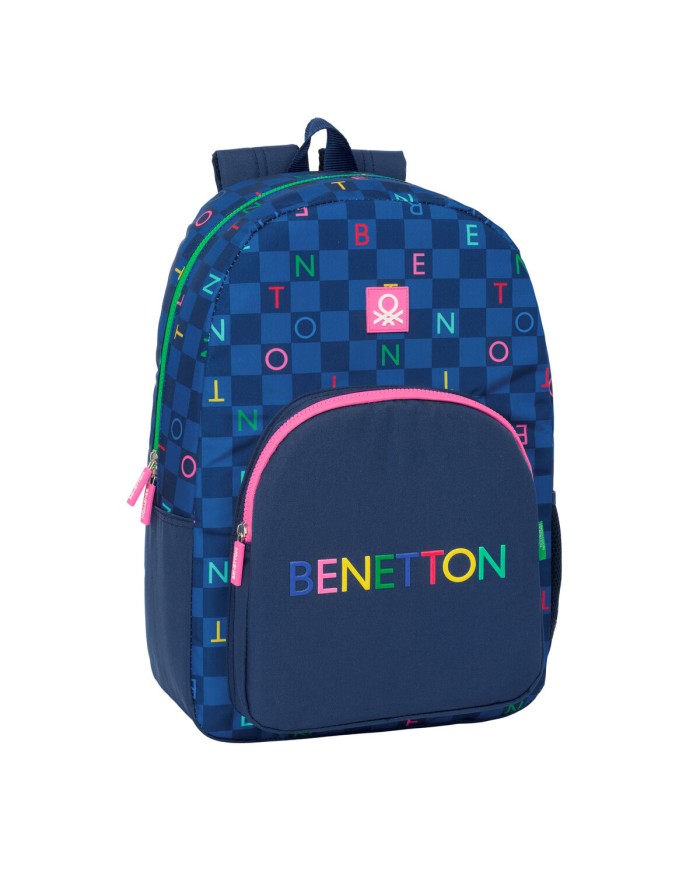 Zaino Scuola Benetton Damero Blu Marino 30 x 46 x 14 cm Zaino Scuola Benetton Damero Blu Marino 30 x 46 x 14 cm