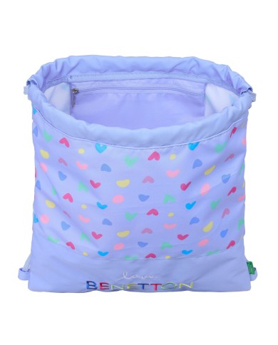 Zainetto con Cordini Benetton Lila Lilla 35 x 40 x 1 cm Zainetto con Cordini Benetton Lila Lilla 35 x 40 x 1 cm