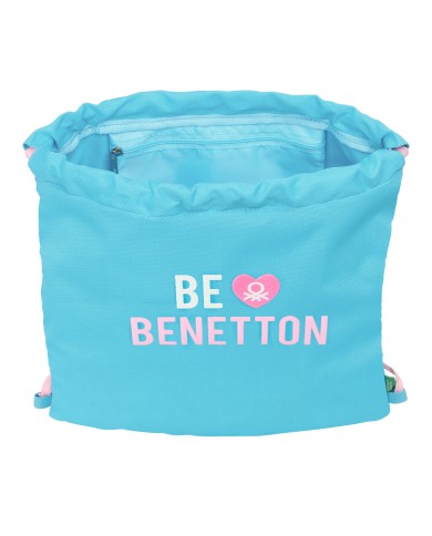 Zainetto con Cordini Benetton Unique Rosa Turchese 35 x 40 x 1 cm Zainetto con Cordini Benetton Unique Rosa Turchese 35 x 40 x 1 cm