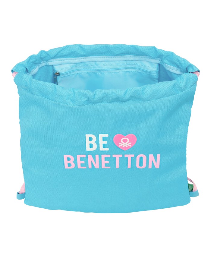 Zainetto con Cordini Benetton Unique Rosa Turchese 35 x 40 x 1 cm Zainetto con Cordini Benetton Unique Rosa Turchese 35 x 40 x 1 cm