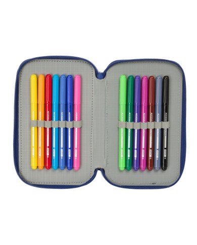 Plumier Triplo F.C. Barcelona Blu Marino 12,5 x 19,5 x 5,5 cm 37 Pezzi