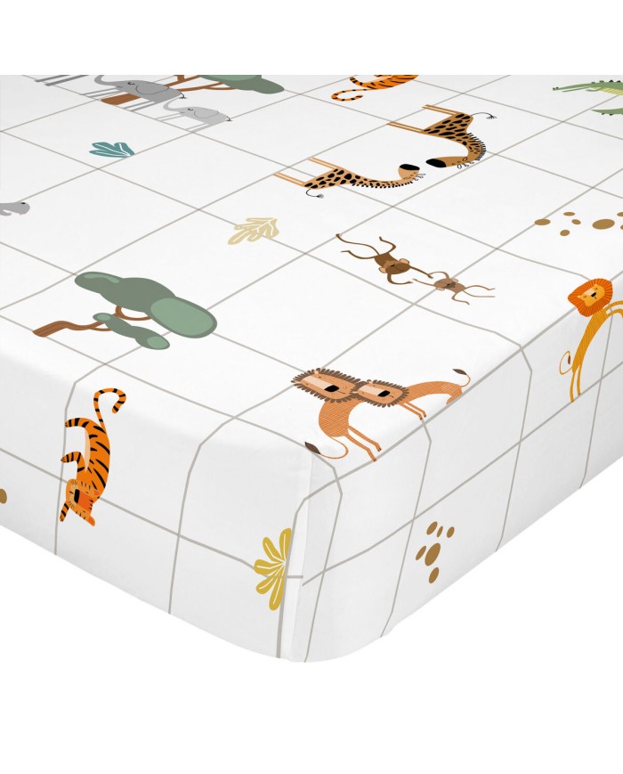 Lenzuolo con angoli HappyFriday Mini savanna Bianco Multicolore 70 x 140 x 14 cm Lenzuolo con angoli HappyFriday Mini savanna Bianco Multicolore 70 x 140 x 14 cm