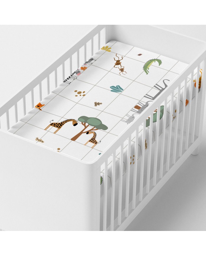 Lenzuolo con angoli HappyFriday Mini savanna Bianco Multicolore 70 x 140 x 14 cm Lenzuolo con angoli HappyFriday Mini savanna Bianco Multicolore 70 x 140 x 14 cm