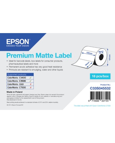 Etichette per Stampante Epson C33S045532 Bianco Etichette per Stampante Epson C33S045532 Bianco