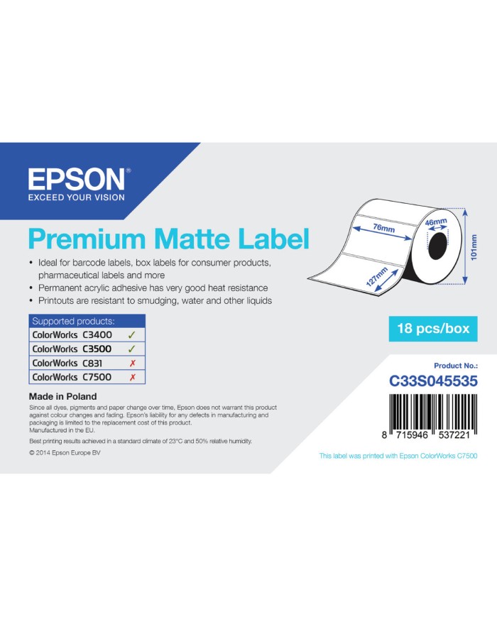 Etichette per Stampante Epson C33S045535 Bianco Etichette per Stampante Epson C33S045535 Bianco