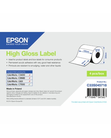 Etichette per Stampante Epson C33S045718 Bianco (1 Unità) Etichette per Stampante Epson C33S045718 Bianco (1 Unità)