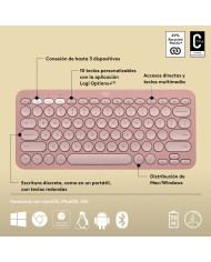 Tastiera Wireless Logitech K380s Rosa Qwerty in Spagnolo Tastiera Wireless Logitech K380s Rosa Qwerty in Spagnolo