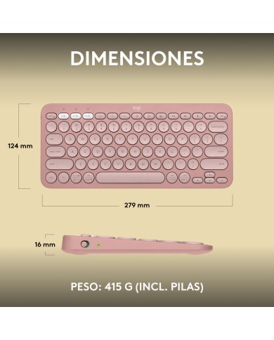 Tastiera Wireless Logitech K380s Rosa Qwerty in Spagnolo Tastiera Wireless Logitech K380s Rosa Qwerty in Spagnolo