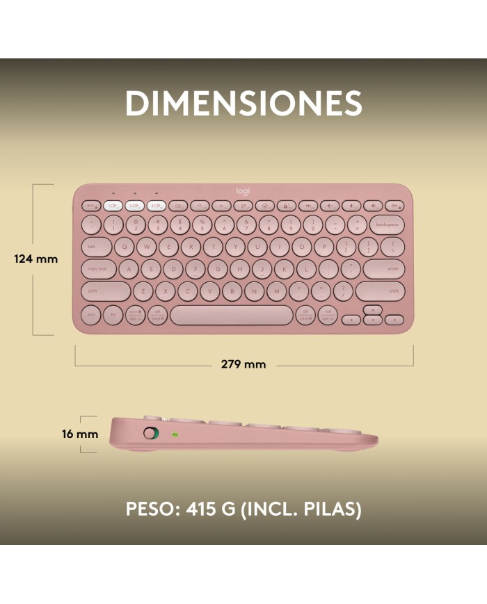 Tastiera Wireless Logitech K380s Rosa Qwerty in Spagnolo Tastiera Wireless Logitech K380s Rosa Qwerty in Spagnolo