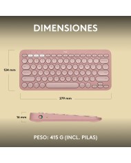 Tastiera Wireless Logitech K380s Rosa Qwerty in Spagnolo Tastiera Wireless Logitech K380s Rosa Qwerty in Spagnolo