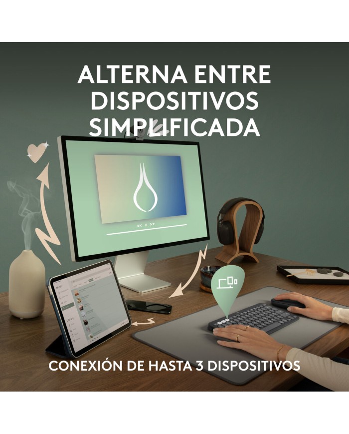 Tastiera Wireless Logitech K380s Rosa Qwerty in Spagnolo Tastiera Wireless Logitech K380s Rosa Qwerty in Spagnolo