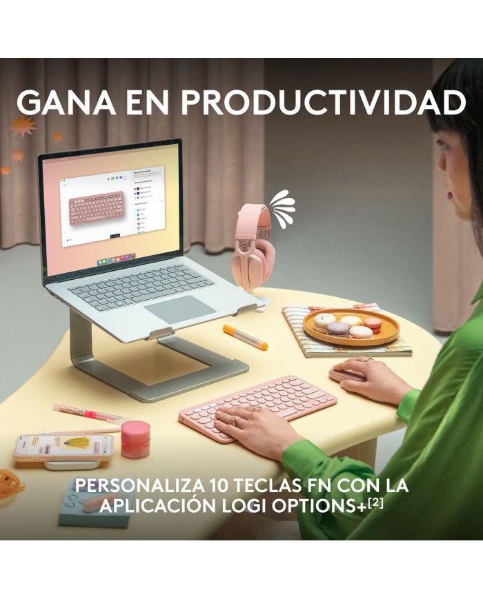 Tastiera Wireless Logitech K380s Rosa Qwerty in Spagnolo Tastiera Wireless Logitech K380s Rosa Qwerty in Spagnolo