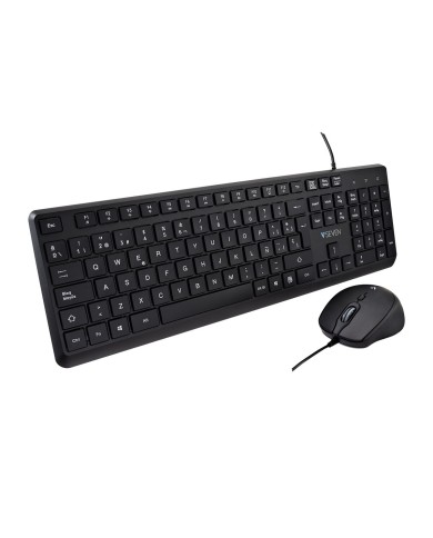 Tastiera e Mouse V7 CKU350ES Nero Qwerty in Spagnolo Tastiera e Mouse V7 CKU350ES Nero Qwerty in Spagnolo