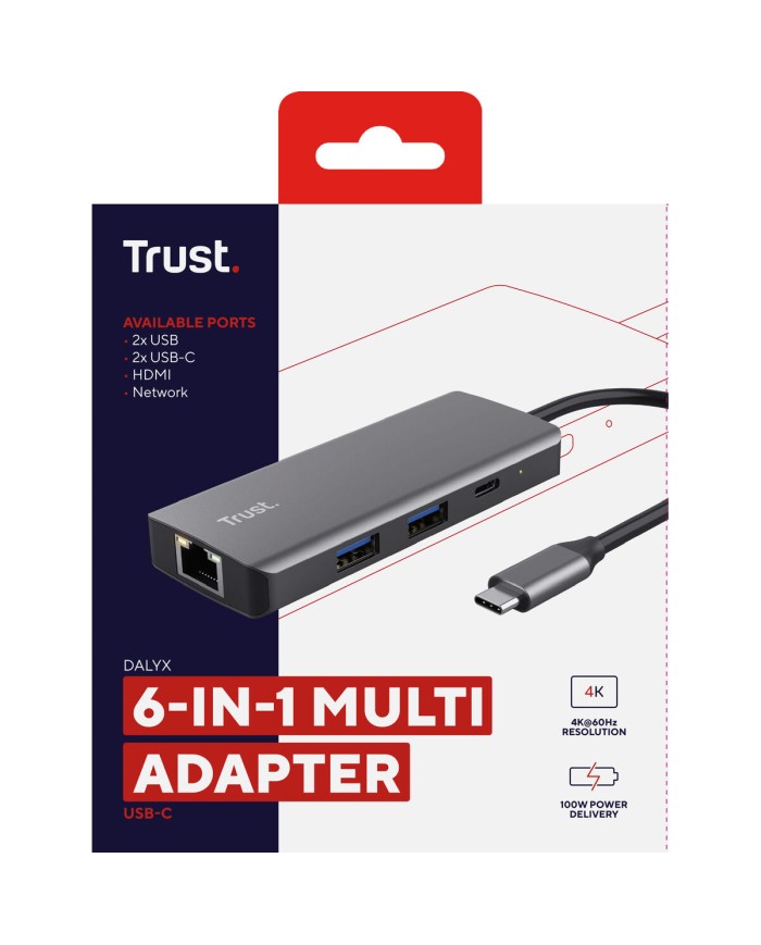 Hub USB Trust 24968 Argentato (1 Unità) Hub USB Trust 24968 Argentato (1 Unità)