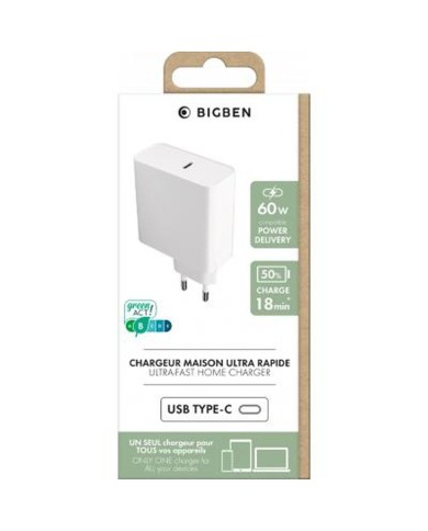 Caricabatterie da Parete Big Ben Interactive BASECS60WCPDW Bianco 60 W (1 Unità) Caricabatterie da Parete Big Ben Interactive BASECS60WCPDW Bianco 60 W (1 Unità)