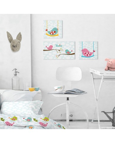 Tela HappyFriday Mr Fox Little birds Multicolore 27 x 27 cm Tela HappyFriday Mr Fox Little birds Multicolore 27 x 27 cm