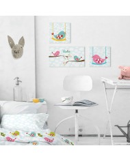 Tela HappyFriday Mr Fox Little birds Multicolore 27 x 27 cm