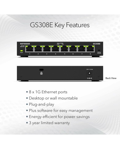 Cavo USB Netgear GS308E-400EUS Nero Cavo USB Netgear GS308E-400EUS Nero