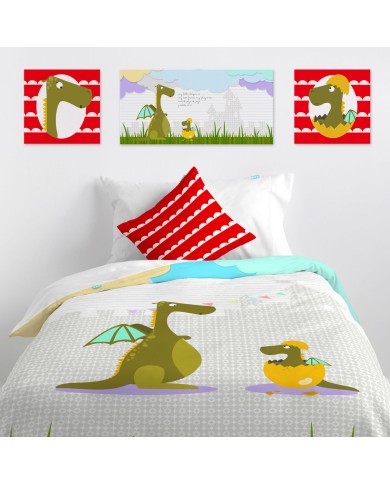 Tela HappyFriday Baleno Teen Dragon Multicolore 27 x 27 cm Tela HappyFriday Baleno Teen Dragon Multicolore 27 x 27 cm