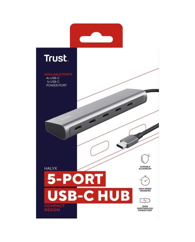 Hub USB Trust 25136 Argentato 10 cm (1 Unità) Hub USB Trust 25136 Argentato 10 cm (1 Unità)