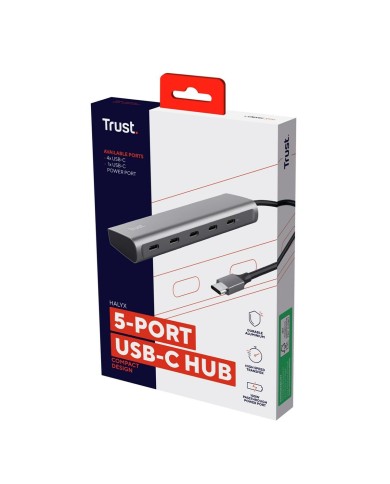 Hub USB Trust 25136 Argentato 10 cm (1 Unità) Hub USB Trust 25136 Argentato 10 cm (1 Unità)
