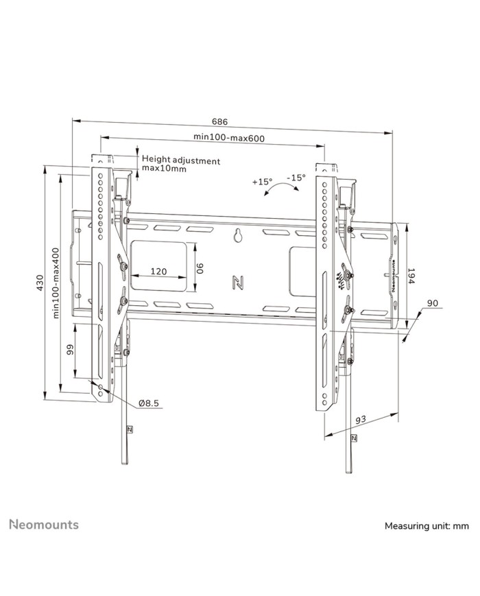 Supporto TV Neomounts WL35-750BL16 42" 86"