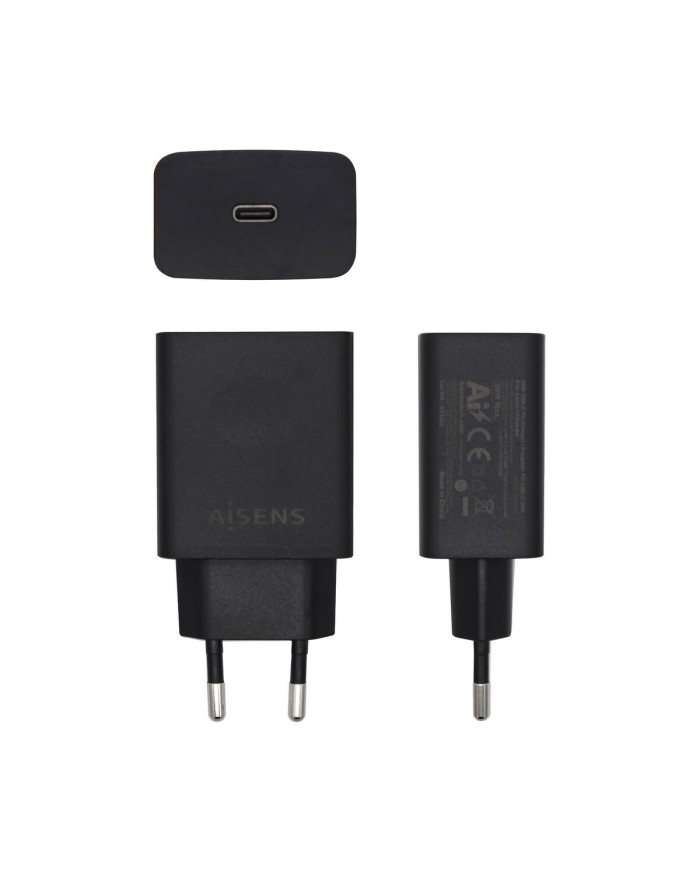Caricabatterie da Parete Aisens ASCH-1PD20-BK Nero 20 W USB-C Caricabatterie da Parete Aisens ASCH-1PD20-BK Nero 20 W USB-C