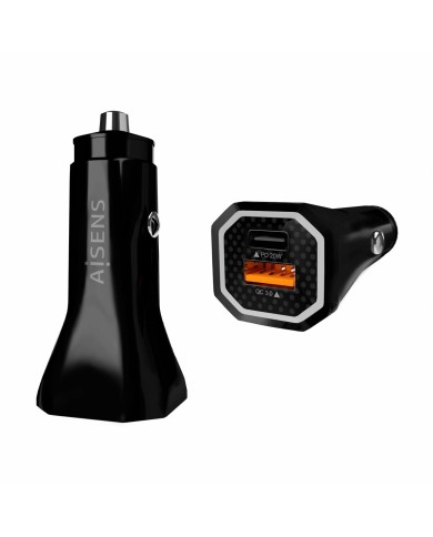 Caricabatterie per Auto Aisens ASCH-CAR2PQC-BK Nero