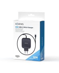 Caricabatterie da Parete Aisens ASCH-1PD65WL-BK Nero 65 W Caricabatterie da Parete Aisens ASCH-1PD65WL-BK Nero 65 W