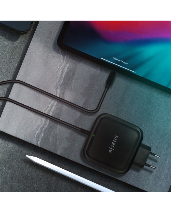 Caricabatterie da Parete Aisens ASCH-1PD65WL-BK Nero 65 W Caricabatterie da Parete Aisens ASCH-1PD65WL-BK Nero 65 W