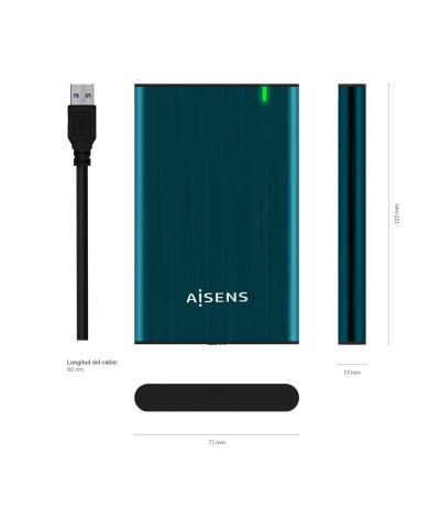 Scatola Esterna Aisens ASE-2525PB Azzurro Blu Marino 2,5"