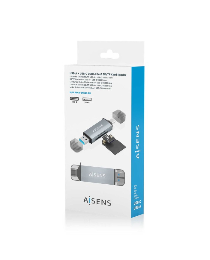 Lettore di Schede Esterno Aisens ASCR-2AC08-GR Grigio