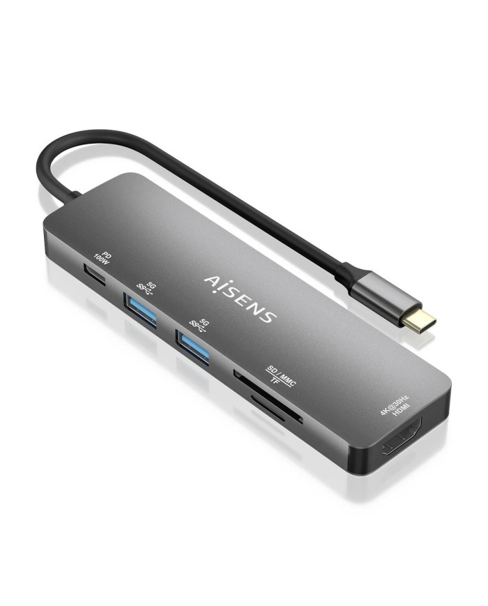Hub USB Aisens ASUC-6P016-GR Grigio Multicolore Hub USB Aisens ASUC-6P016-GR Grigio Multicolore