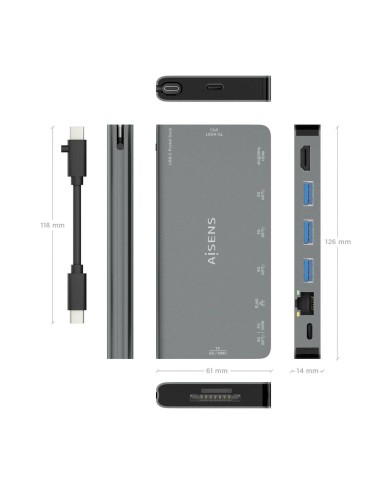 Hub USB Aisens ASUC-8P015-GR Grigio Multicolore Hub USB Aisens ASUC-8P015-GR Grigio Multicolore