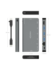 Hub USB Aisens ASUC-8P015-GR Grigio Multicolore